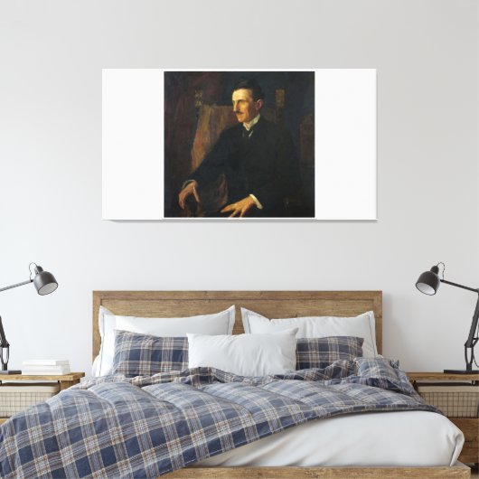 Nikola Tesla Blue Print Leinwanddruck (Insitu (Schlafzimmer))