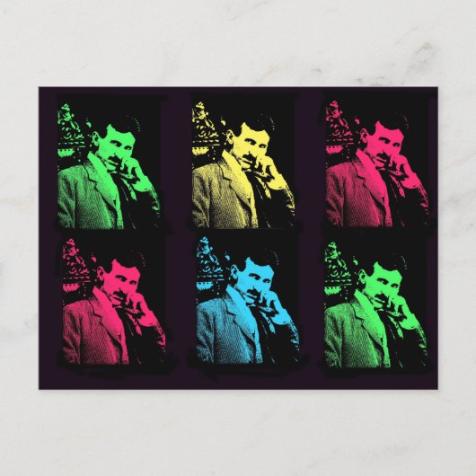 Nikola Tesla Collage Postkarte (Vorderseite)