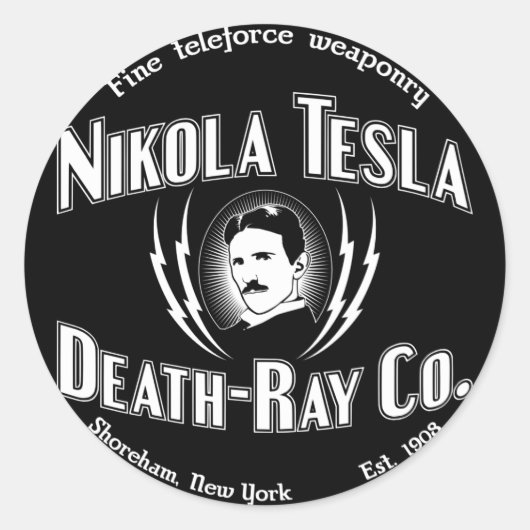 Nikola Tesla Death-Ray Co. Runder Aufkleber (Vorderseite)