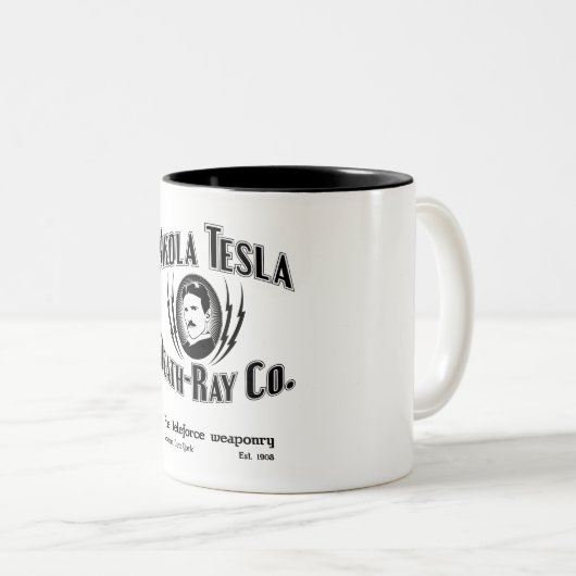 Nikola Tesla Death-Ray Co. Zweifarbige Tasse (VorderseiteRechts)