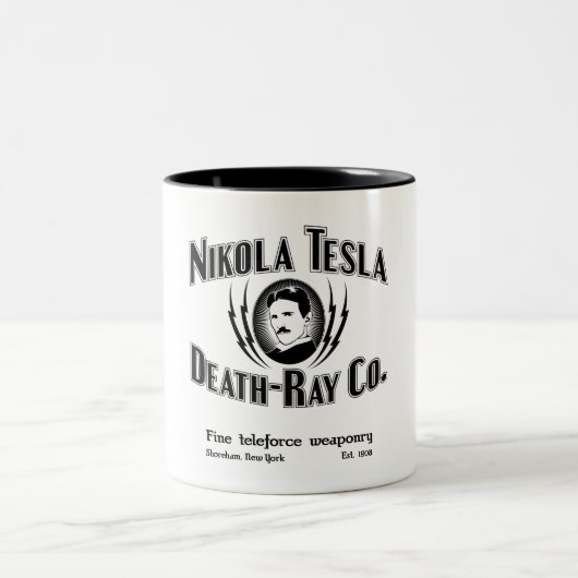 Nikola Tesla Death-Ray Co. Zweifarbige Tasse (Mittel)