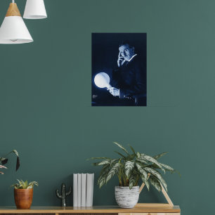 Nikola Tesla demonstriert drahtlose Energieübertra Poster