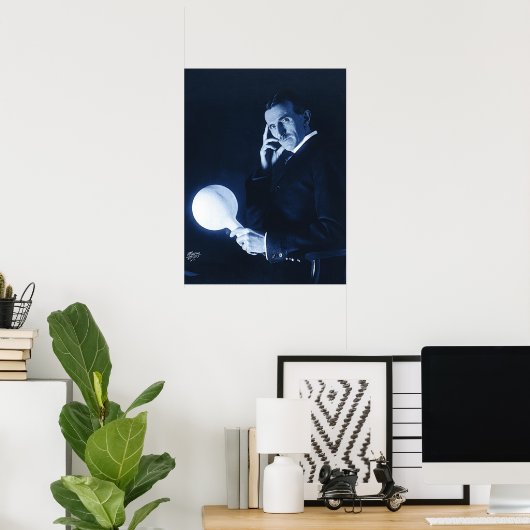 Nikola Tesla demonstriert Wireless-Power C 1900 Poster (Heimbüro)