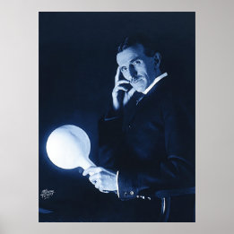 Nikola Tesla demonstriert Wireless-Power C 1900 Poster