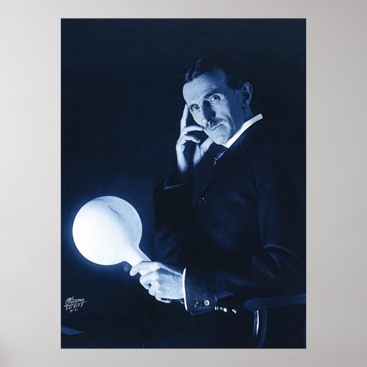 Nikola Tesla demonstriert Wireless-Power C 1900 Poster (Vorne)