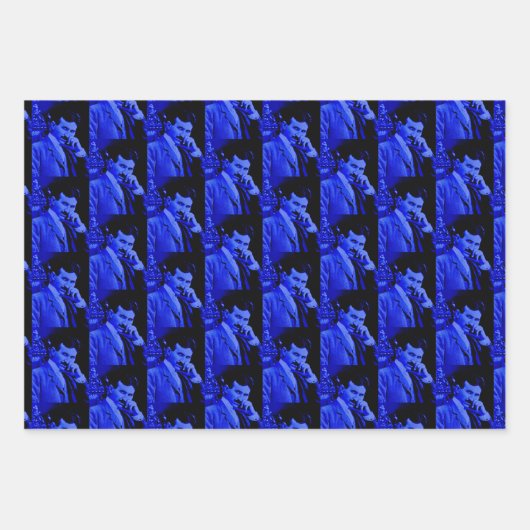Nikola Tesla Digital Art Blue Tint Geschenkpapier Set (Vorderseite 3)