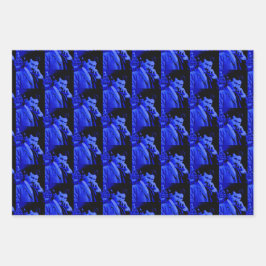 Nikola Tesla Digital Art Blue Tint Geschenkpapier Set
