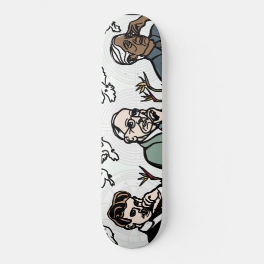 Nikola Tesla, Edgar Cayce und Jiddu Krishnamurti Skateboard (Vorderseite)