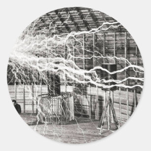Nikola Tesla Electricity Runder Aufkleber
