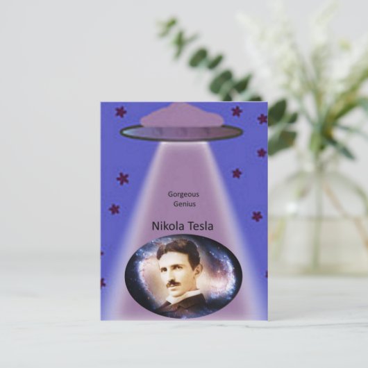 Nikola Tesla Genius Postkarte (Stehend Vorderseite)