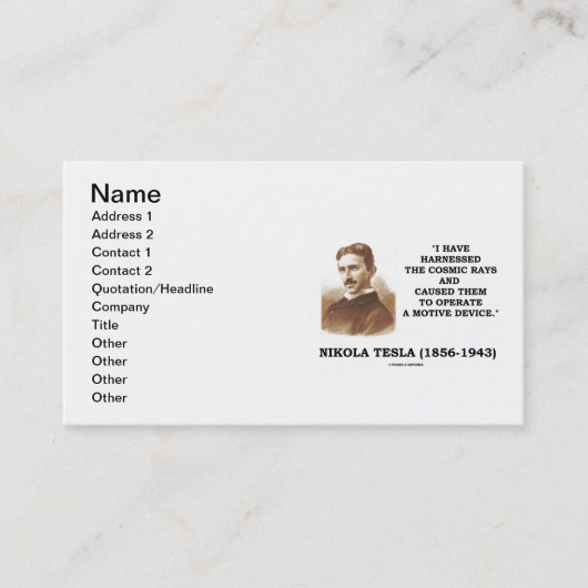 Nikola Tesla I haben die kosmischen Strahlungen Visitenkarte (Vorderseite)