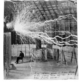 Nikola Tesla in seinem Labrador-Duschvorhang Duschvorhang