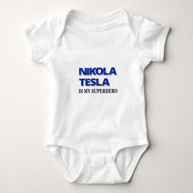 Nikola Tesla ist mein Superheld Baby Strampler (Vorderseite)