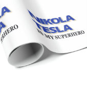 Nikola Tesla ist mein Superheld Geschenkpapier (Rolleneckpunkt)