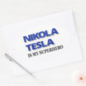Nikola Tesla ist mein Superheld Ovaler Aufkleber (Umschlag)