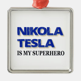 Nikola Tesla ist mein Superheld Silbernes Ornament