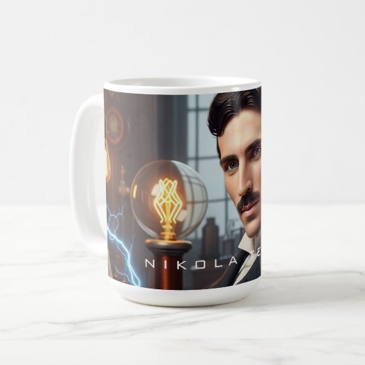 Nikola Tesla Kaffeetasse (Vorderseite Links)