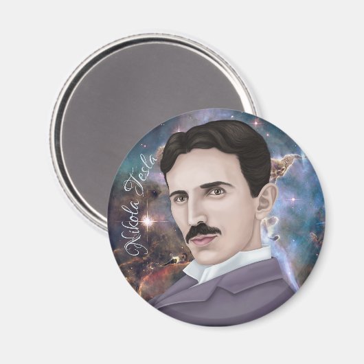 Nikola Tesla Magnet (Vorderseite/Rückseite)