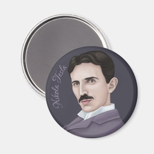 Nikola Tesla Magnet (Vorderseite/Rückseite)