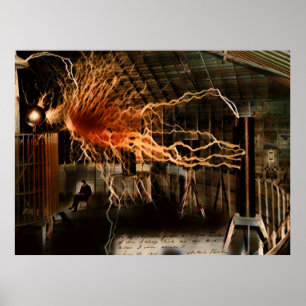 Nikola Tesla Mann des Geheimnisses Farbe Redux Poster