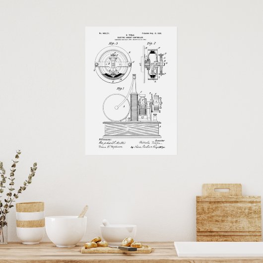 Nikola Tesla Patent Poster (Küche)