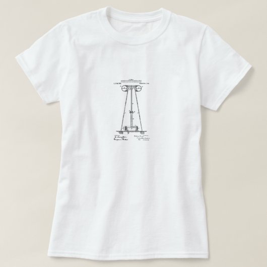 Nikola Tesla-Patent-Spitze T-Shirt (Design vorne)