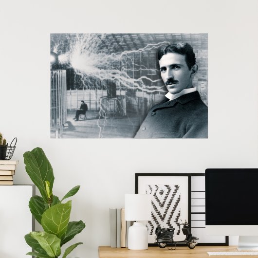 NIKOLA TESLA PORTRAIT IN SCHWARZ UND WEISS POSTER (Heimbüro)