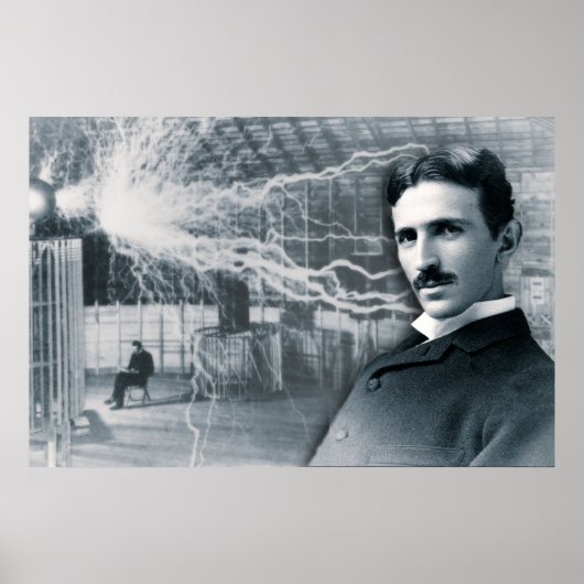 NIKOLA TESLA PORTRAIT IN SCHWARZ UND WEISS POSTER (Vorne)