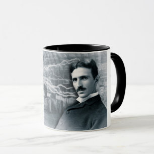 NIKOLA TESLA PORTRAIT IN SCHWARZ UND WEISS TASSE