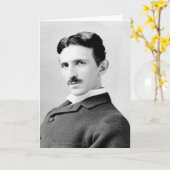 Nikola Tesla Portrait Karte (Gelbe Blume)