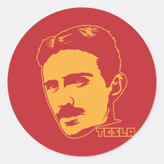 Nikola Tesla Portrait Runder Aufkleber (Vorderseite)