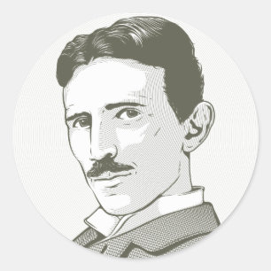 Nikola Tesla Portrait Runder Aufkleber