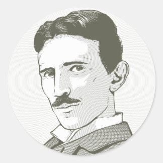 Nikola Tesla Portrait Runder Aufkleber