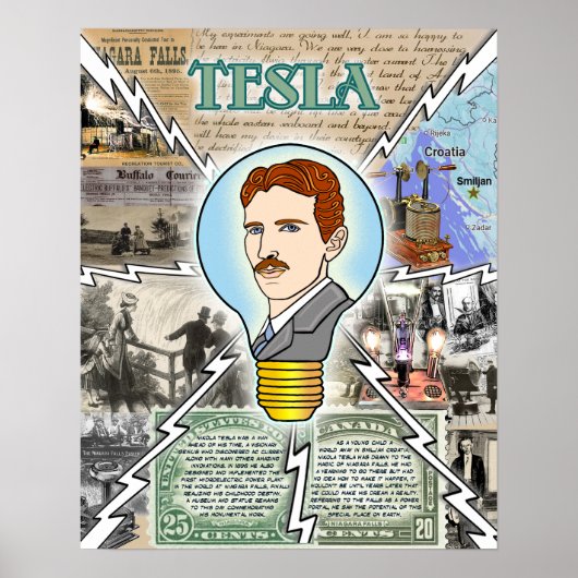 Nikola Tesla Poster Eerie Lake Erie Offiziell Merk (Vorne)