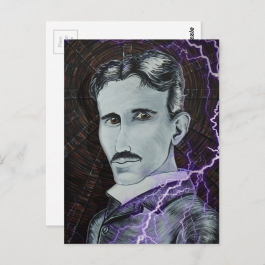 Nikola Tesla Postkarte (Vorne/Hinten)