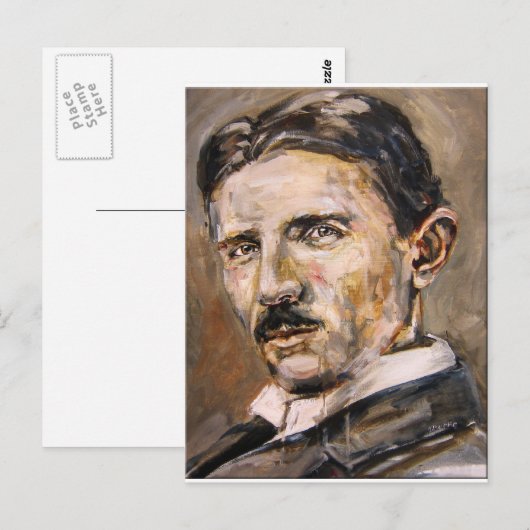 Nikola Tesla Postkarte (Vorne/Hinten)