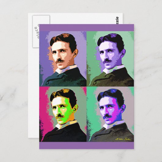 Nikola Tesla Postkarte (Vorne/Hinten)
