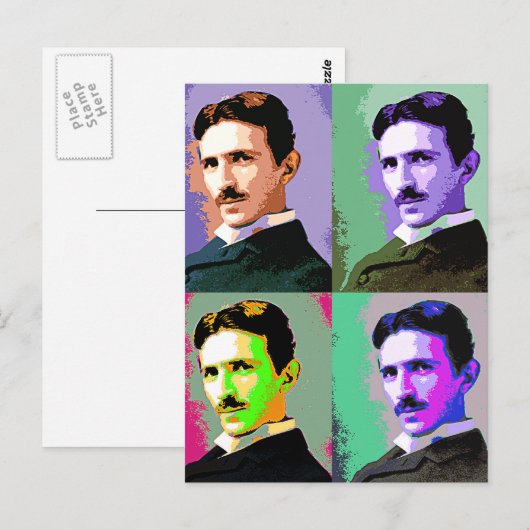 Nikola Tesla Postkarte (Vorne/Hinten)
