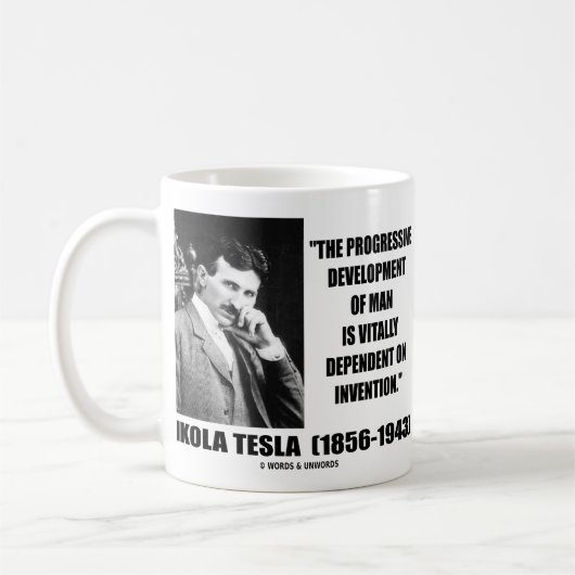 Nikola Tesla Progressive Entwicklung des Menschent Kaffeetasse (Links)