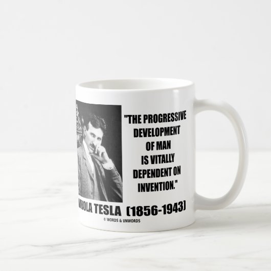 Nikola Tesla Progressive Entwicklung des Menschent Kaffeetasse (Rechts)