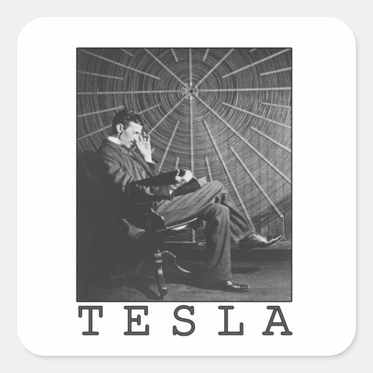 Nikola Tesla Quadratischer Aufkleber (Vorderseite)