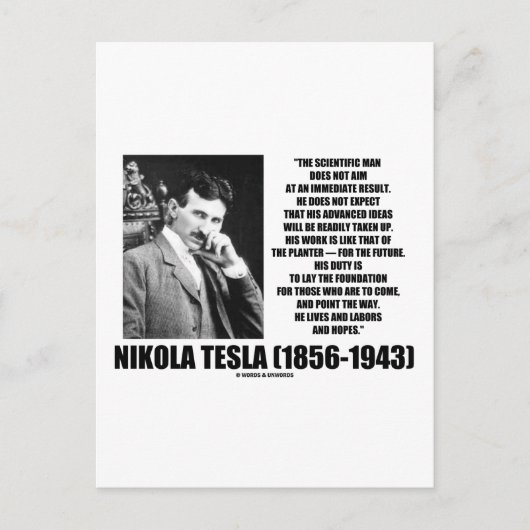 Nikola Tesla Scientific Man will nicht sofort Postkarte (Vorderseite)