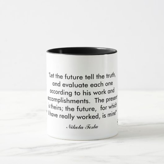 Nikola Tesla u. Zitat Tasse (Zentrum)