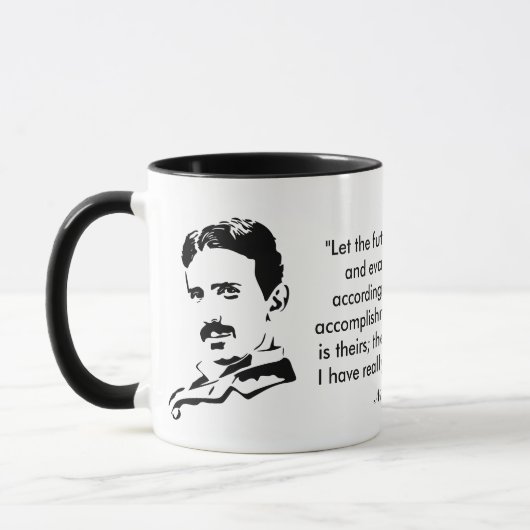 Nikola Tesla u. Zitat Tasse (Links)