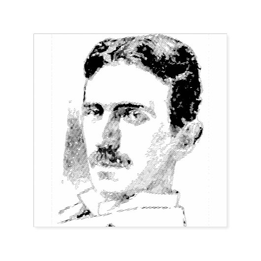 Nikola Tesla Zeichnend Permastempel (Design)