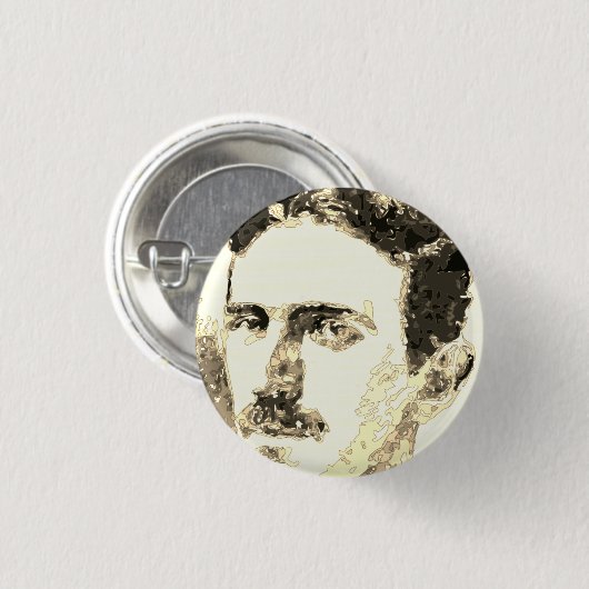 Nikola Tesla Zeichnete in Sepia Button (Vorne & Hinten)