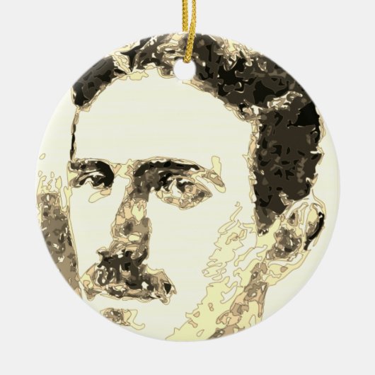 Nikola Tesla Zeichnete in Sepia Keramik Ornament (Vorne)