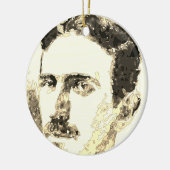 Nikola Tesla Zeichnete in Sepia Keramik Ornament (Links)