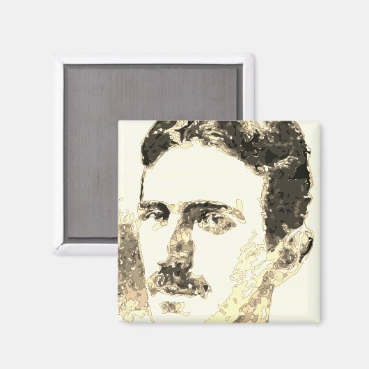 Nikola Tesla Zeichnete in Sepia Magnet (Vorderseite/Rückseite)