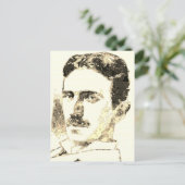 Nikola Tesla Zeichnete in Sepia Postkarte (Stehend Vorderseite)
